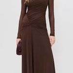 WAYF Selene Ruched Long Sleeve Dress, Chocolate, Size Small, $89 Photo 0
