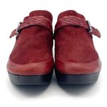 Taryn Rose  Red Leather Calf Hair Contoured Heel Mule Braided Strap Size 36.5 Photo 8