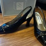 Carriage Court Black Quilted Heels with Gold Chain Size 5 Photo 1