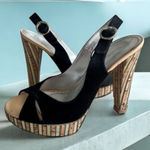 Casadei  Black Slingback Peeptoe Heels Size 5.5 Photo 0