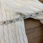 L.L. Bean Full Zip Cable Knit Mock Neck Cotton Cardigan Sweater White Size L Photo 4
