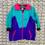 Woolrich Vintage 90s womens neon color block windbreaker jacket with waist cinch Photo 2