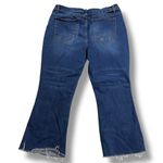 Rue 21 Womens High Rise Crop Flare Denim Blue Jeans Dark Wash Distressed Size 16 Photo 4