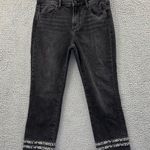 Driftwood  Colette Straight Leg Crop Jeans Black Embroidered Boho Women's 30 x 25 Photo 1