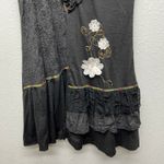 Vintage Syle Camisa Dress S/M Y2K Embroidered Whimsigoth Fairygoth 3D Floral Black Photo 4