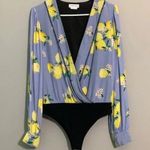 Lovers + Friends  Lemon Print Darla Bodysuit Size Small Photo 0