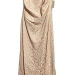 Dessy Group Halter Criss Cross Open Back Lace Trumpet Gown Blush Size 18 Photo 0