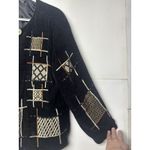 Allure Women’s Button Front Abstract Jacket Black Embroidered Pattern Size Large Photo 5