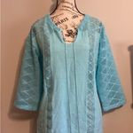 Lace Boho Swimsuit Coverup Tunic Top Beachwear Cotton Tunic Sz. Med Blue Photo 3