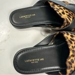 LAFAYETTE 148 NEW YORK Iris Thong Sandal Teak Multi Black Leather Leopard Sz 39 Photo 2