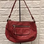 Fossil  red leather shoulder bag 12”‎ x 9” Photo 2