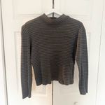 Ralph Lauren Vintage Polo Jeans Mockneck Long Sleeve Gray Black Striped Large Photo 1