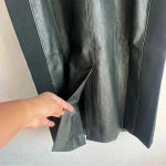 Spanx  Leather Like Combo Shapewear Fitted Sheath Midi Dress in Black Size M‎ NWT Photo 10
