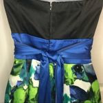 Teeze Me  Satin Floral Tulle Underlay Strapless Dress Mini Juniors 9 Blue Black Photo 4