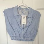 Bershka NWT  Blue Striped Sleeveless Blouse MEDIUM Photo 0
