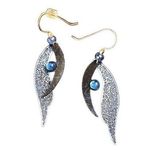 Sky Navy Blue Folded Wings Drop Hook Earrings Photo 0