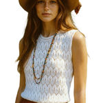 Vintage size 36 Montgomery Ward made in Japan knitted leaf pattern vest. White Size M Photo 0