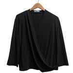 MM.LaFleur  Black Surplice Top Womens Size XL Casual 3/4 Sleeve Silhouette Casual Photo 0