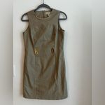 Michael Kors  Olive Green Sheath Dress Size 4 Gold Hardware Sleeveless Photo 5