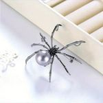 Vintage Style Gothic Spider Shape Brooch Inlaid‎ Faux Pearls Personality Brooch Gray Photo 8
