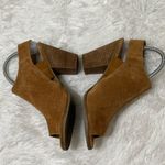 Franco Fortini Leather Booties Rhea Suede Block Heel Peep Toe Tan Shoes size 10 Photo 4