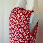 Boden Romaine Pom Linen Shift Swing Dress‎ In Post Box Red Diamond Drop Sz 8 Pink Photo 5