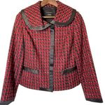 Doncaster Collection Plaid Wool Blend Red & Black Zip Front Blazer Jacket 8 Photo 0