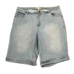 Woman Within Plus 18W Light Wash Bermuda Denim Jean High Rise Shorts Photo 0