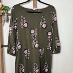 Boden Olive Green Floral Print Three Quarter Sleeve Tunic Dress Size 10P Photo 2