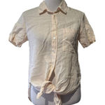 Theory  Hekanina Tie Front‎ Top Size 00 0 Linen Minimalist Short Sleeve Coastal Photo 0