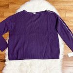 Bar III Purple Plus SizeRibbed Zipper-Sleeve On or Off Shoulder Sweater Photo 0