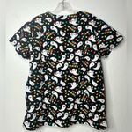 Halloween Cartoon Scrub Top By Cassandra‎ O Women Size L Ghosts Stars Candy Corn Black Size L Photo 1
