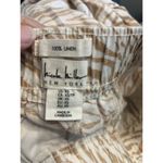 Nicole Miller Animal Print Linen Pull On Pants Elastic Waist Pockets Size XS Tan Photo 2