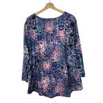 Moa Moa  Blue & Neon Pink Printed Long Sleeve Top 3X Photo 1