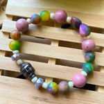 Handmade Buddha Mixed Genuine Gemstone Stretch Bracelet Photo 0