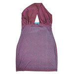 Urban Outfitters UO Mesh Halter Mini Dress Small Red Blue Checkered Stretch Bodycon Cutout Y2K Photo 2