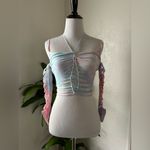 Dolls Kill SUNSET TRIPPY TOP AND GLOVES SET - PINK XS Photo 1