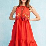 easel  orange Midi Dress with Yellow Accents tassels NWT Photo 0