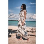 Alexis  Loordes Blue White Tie Dye Tiered Ruffle Maxi Dress Size XS Photo 9