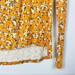 American Eagle  AEO Soft & Sexy Slub Golden Yellow Floral Button Down Long Sleeve Photo 5