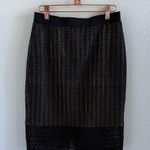 Ann Taylor Black Textured Pencil Skirt Lace Overlay 2 Photo 0