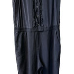 J.Crew  Ruffle Front Jumpsuit Navy Blue Silk Photo 0
