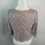 MARINA for Bloomingdale’s crop silver taupe top sz S Gray Photo 4