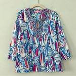 Lilly Pulitzer Amelia Island Red Right Return Resort White Sailboat Tunic Photo 1