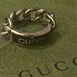 Gucci Enamel Tag Chain Ring Black AG925 Photo 1
