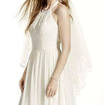 David's Bridal Davids bridals Galina halter ivory tie back wedding dress *needs dry cleaning* Photo 0