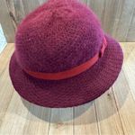 Vintage Wool and Angora Hat Burgundy with Wine Knit‎ Band and Bow Detail Purple Photo 2