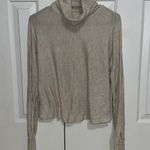 Everly NWOT Cowl Neck Sweater Tan and Cream Large Photo 1
