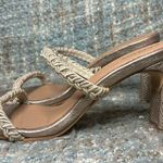 Kaanas Ariana Braided Heeled Sandals in Champagne Croc Photo 1