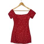Super Down Revolve Dress Womens XS Red Heart Ruched Tie Mini Valentines Day Sexy Photo 1